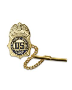 DEA BADGE TIE TACK AND CHAIN - BOXED